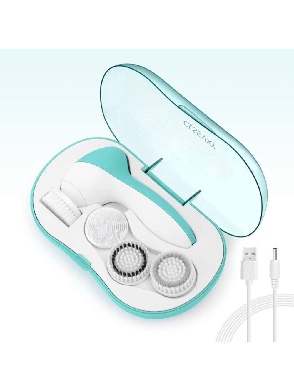 Rechargeable Facial Cleansing Brush Set - 4 Exfoliating Heads, Waterproof Spa